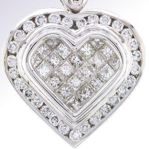 Diamond Invisable set Heart Pendant 1.22TDW 18KT